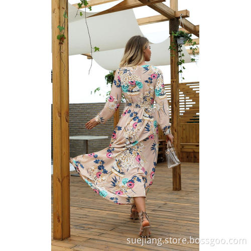 Women Casual Long Sleeve Chiffon Lace Dress